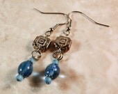 10% Sale- Earrings, Blueberry Quartz, Silver Bead