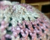 Bamboo hand knit beanie in pink and white - Small