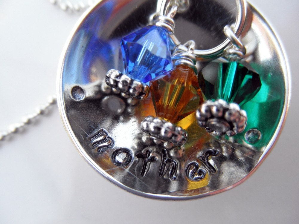 Sterling Silver Hand stamped Mother Love Cup necklace
