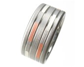 Titanium Wedding Ring Dashed Copper & Silver