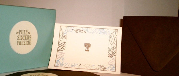 Coastal Greetings - Pastel Leaves Notecards with or without Custom Monogram