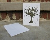 Small Tree Linocut Card and Envelope