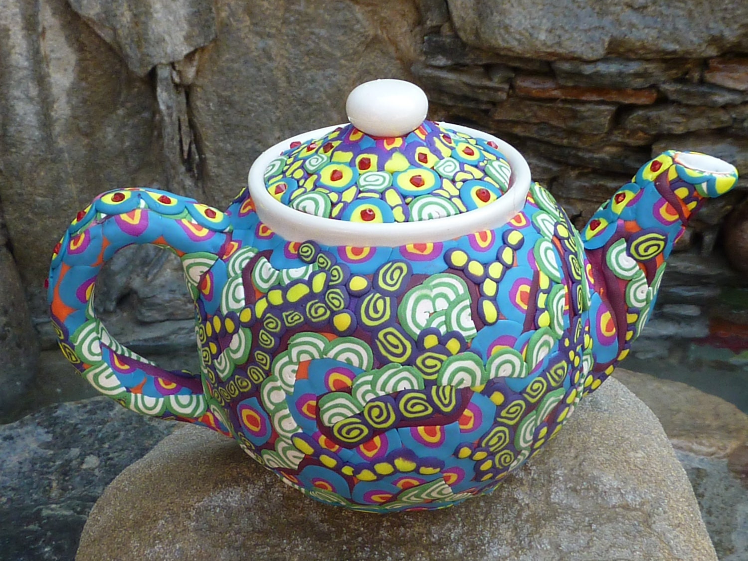 Whimsical Clay Mosaic Teapot