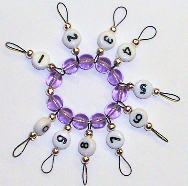 Row Counter for Knitting Extra Small Loop Lavender Czech Glass Circular Snag Free