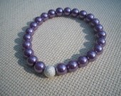 Lavender Pearl and Silver Stardust Stretch Bracelet