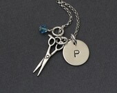 Scissors Necklace - Stylist / Hairdresser Hand Stamped Sterling Silver Personalized Necklace