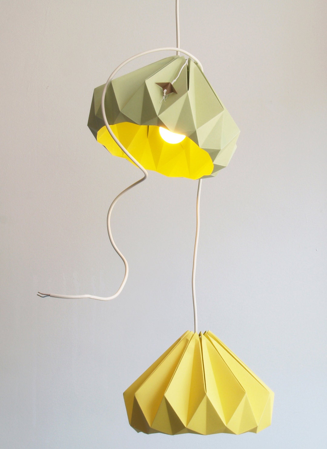 Chestnut paper origami lampshade Autumn Green