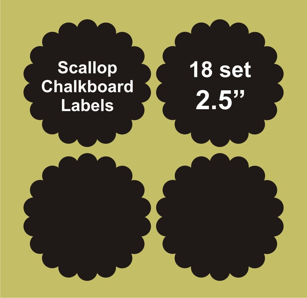 Scallop chalkboard labels 18 set, 2.5", blackboard labels, personalized labels