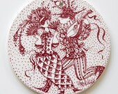 Bjorn Wiinblad plate - collectors item. Maskerade - Feburary in RED