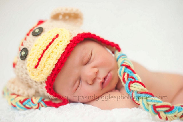 Rainbow Sock Monkey Hat