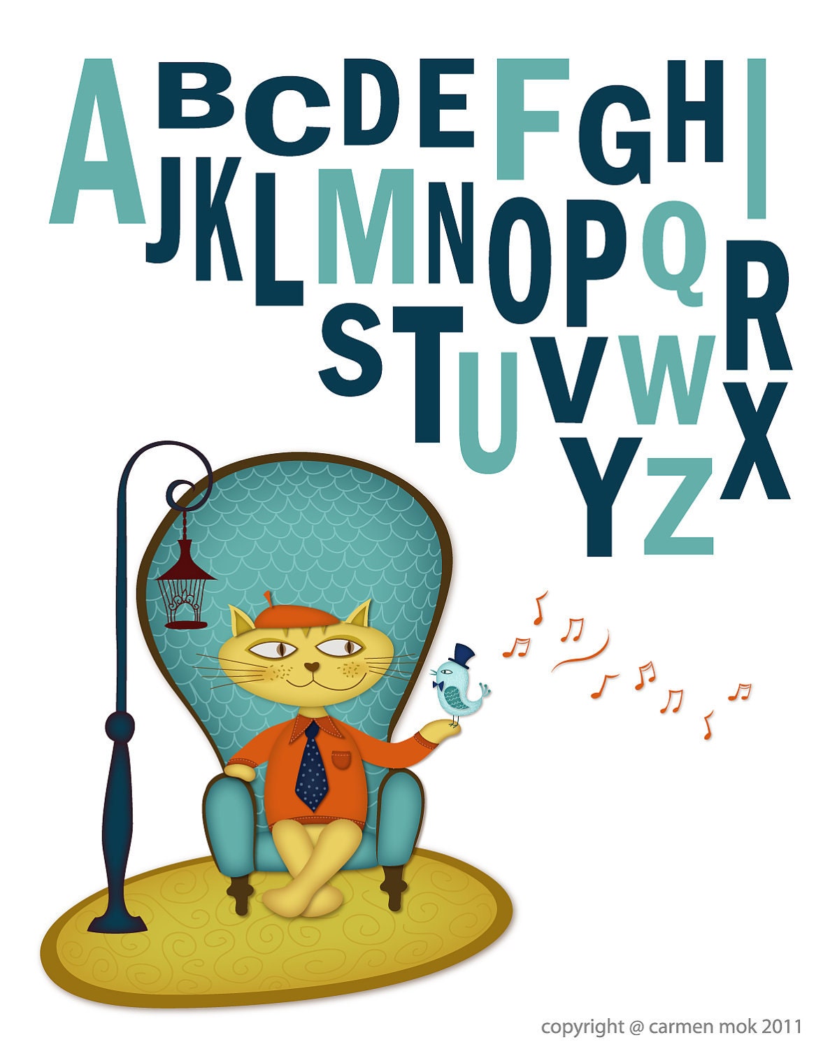 Sing Sing Along 8 x 10 Alphabet Art Print
