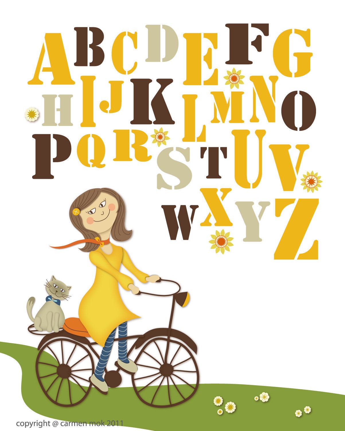 My Biking Day 8 x 10 Alphabet Art Print