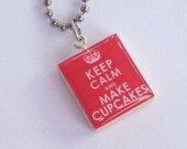 Scrabble Tile Necklace - Keep Calm and Make Cupcakes