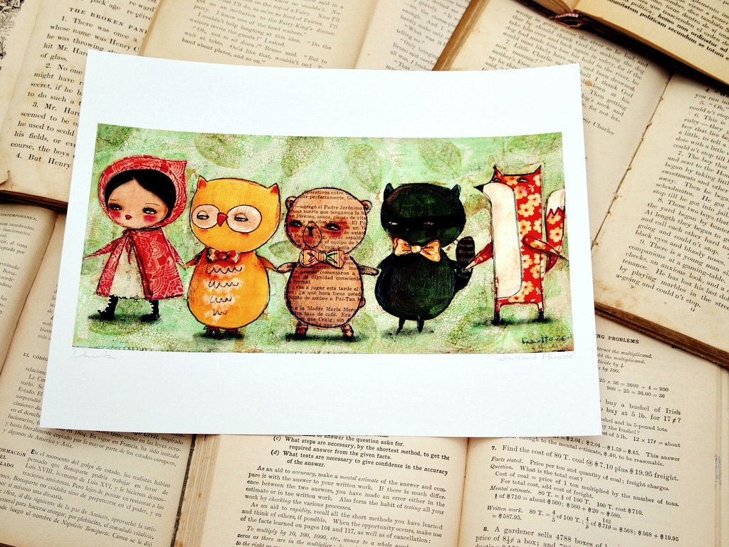 WOODLAND PARADE -- Reproduction From Original Mixed Media Woodland Painting By Danita - (5x10 INCHES)