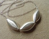 SALE  Etched Sterling Silver Marquis Trio Necklace   SALE