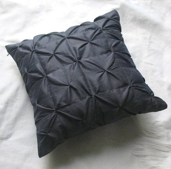 charcoal gray pin tuck decorative throw pillow and cushion cover 18 inch - can be custom made in any size