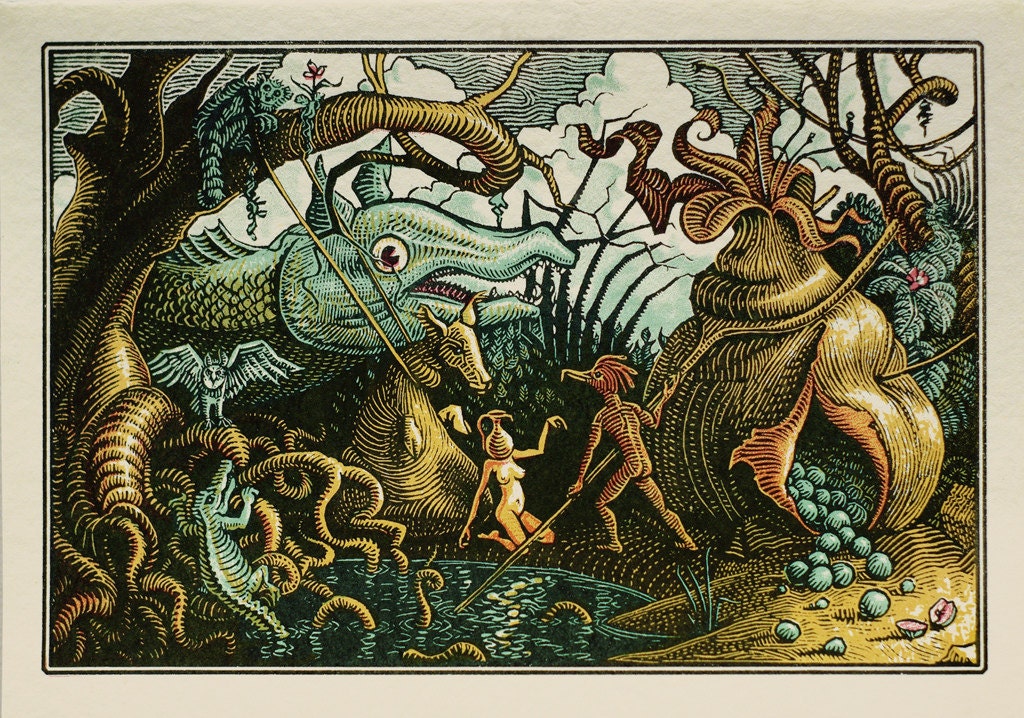 Pond Gathering" - 4 Color Serigraph on Paper -  2011 -  Thomas Shahan