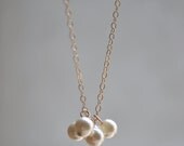 Tiny Pearl Cluster Necklace - Ivory Swarovski Pearl & Gold Filled - Simple Wedding Jewelry