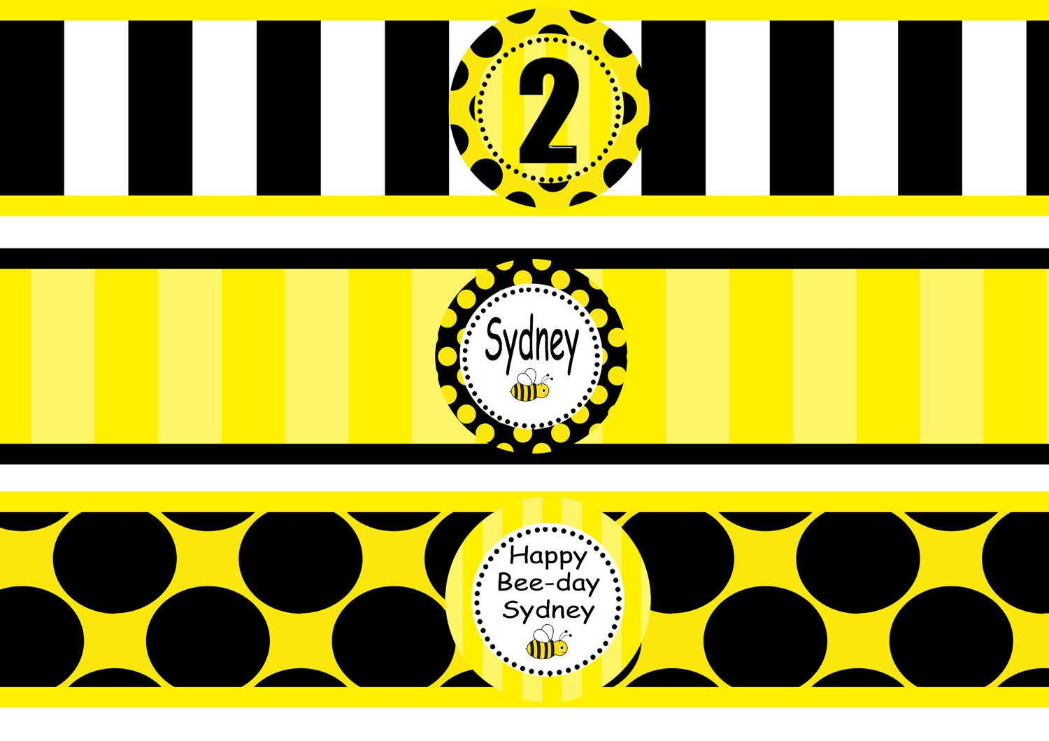Bumble Bee Custom Birthday Party Baby Shower Party Water Bottle Labels