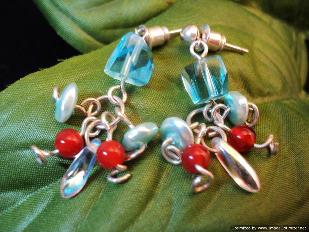 Blue Glass Dangle Earrings