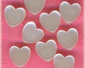 Set of 9 Diminutive Pearlized White Plastic Heart Sewing Buttons 3/8 inch 10mm