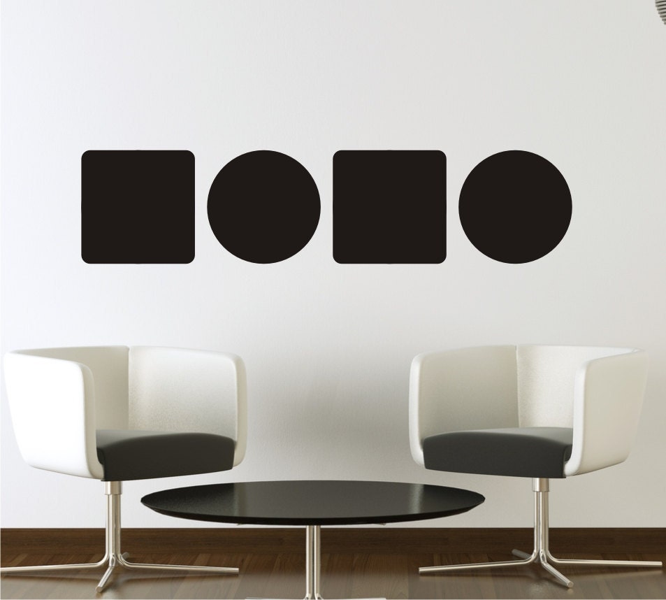 Circles & squares Chalkboard decals, set of 4 removable chalkboard vinyl decals, black board