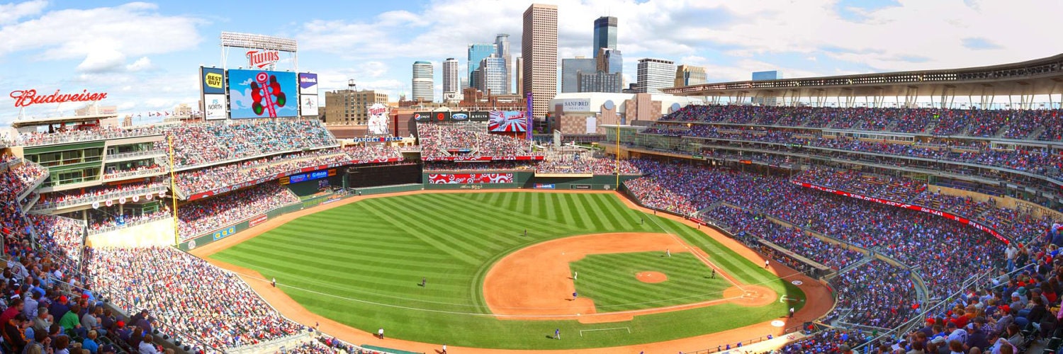 MN Twins Target Field with Minneapolis Downtown Skyline View - Panoramic - 12x36 Fine Art Print