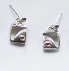 Silver Dinky Link Earrings with rose gold balls