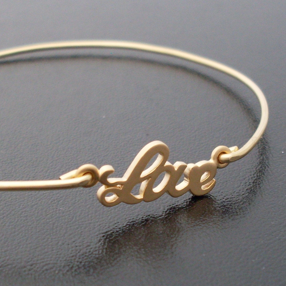 Gold Love Bracelet - All You Need is LOVE, 14k Gold Filled Bangle Bracelet - Gold Love Jewelry, 14k Gold Bangle Bracelet