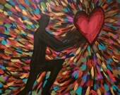 COLORFUL ABSTRACT original 24x24 painting- The Power of Love