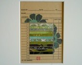 Ledger Page No 9 - Original Mixed Media Collage Art - 8x 10 Matted Ready to Frame