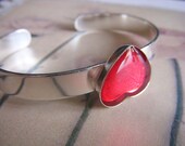 benefit love146...silver cuff heart bracelet - passion red