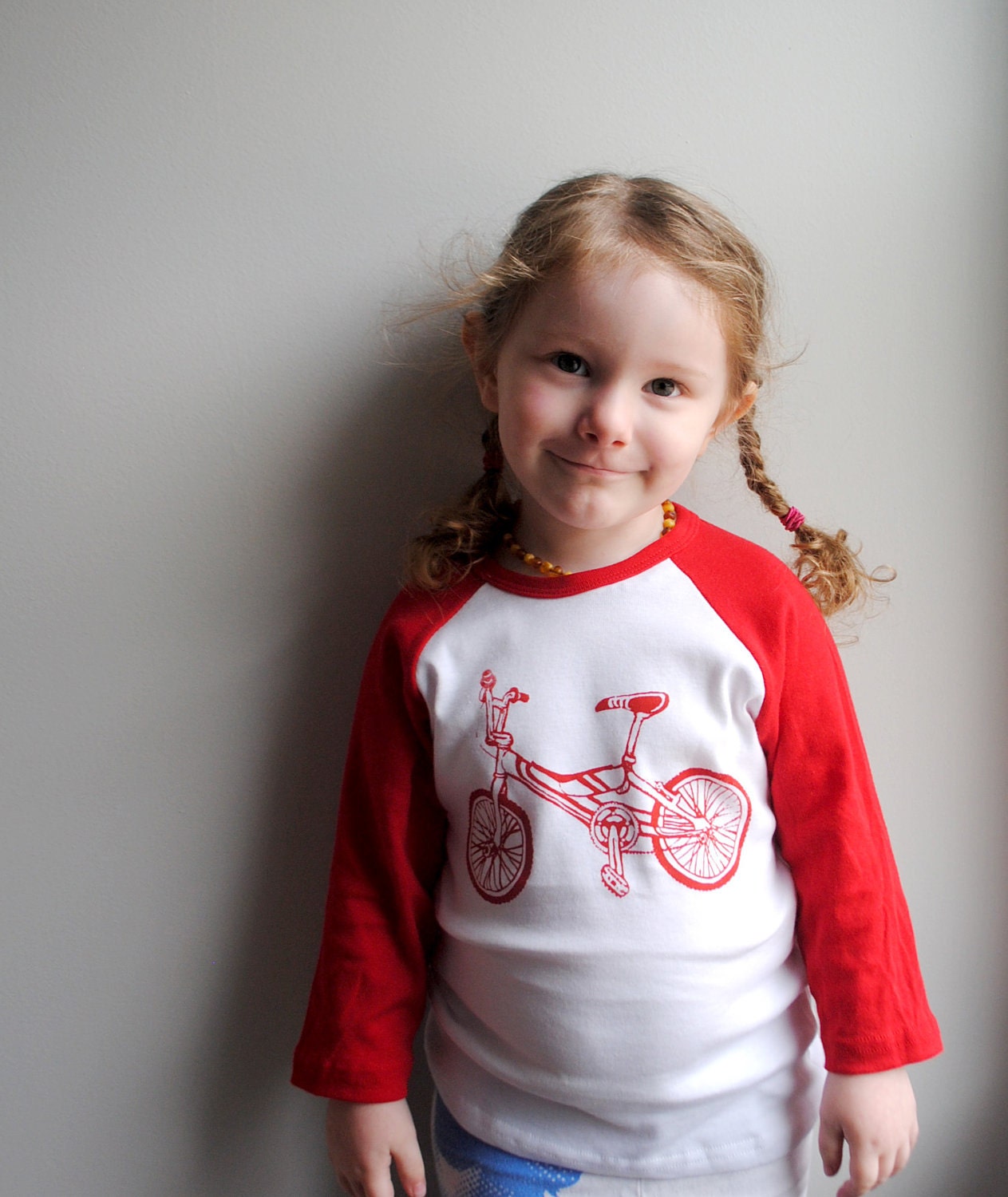BMX Bike.  Kids Shirt.  Bicycle Red Raglan T-Shirt, size 4  toddler