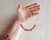 Wood Necklace // Reclaimed Oak Beads and Recycled Glass // One of a Kind