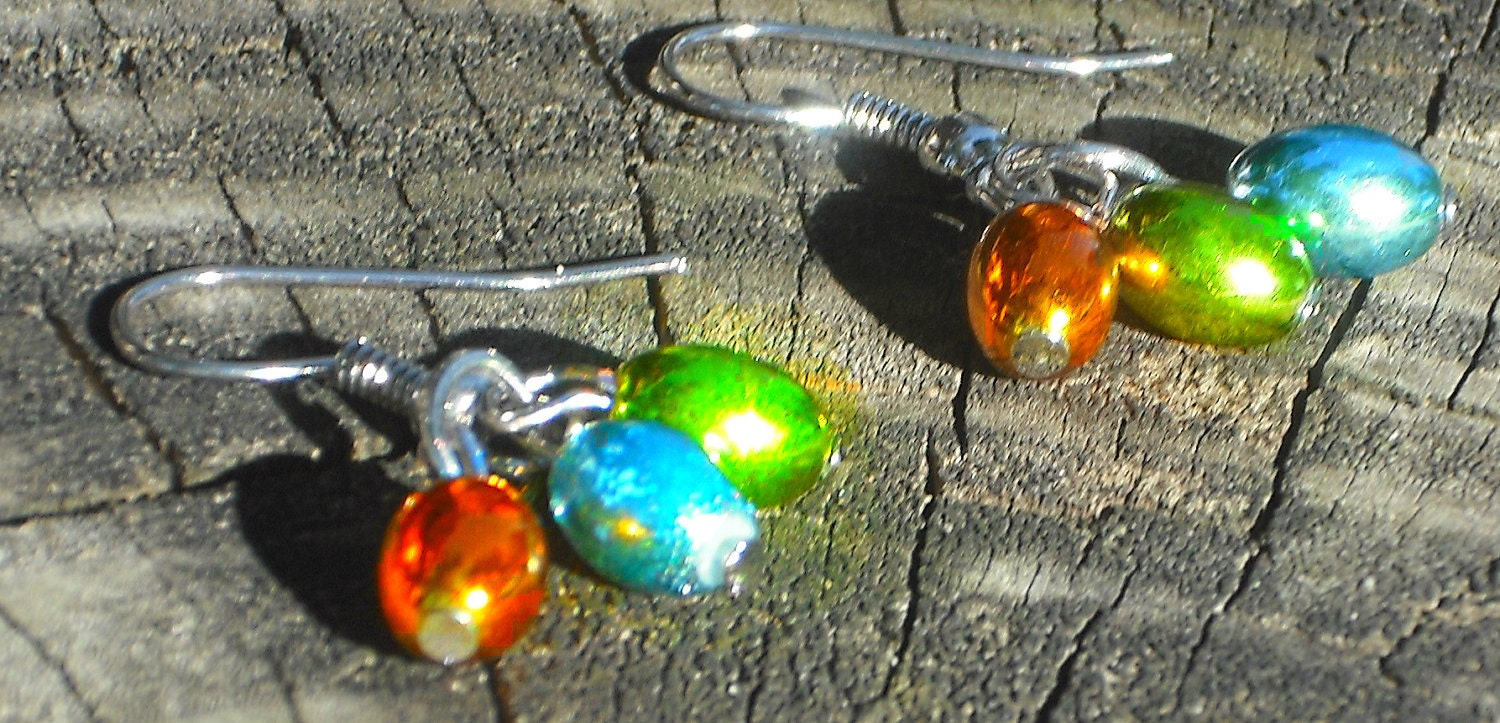 Multi Color Beaded Dangle Earrings