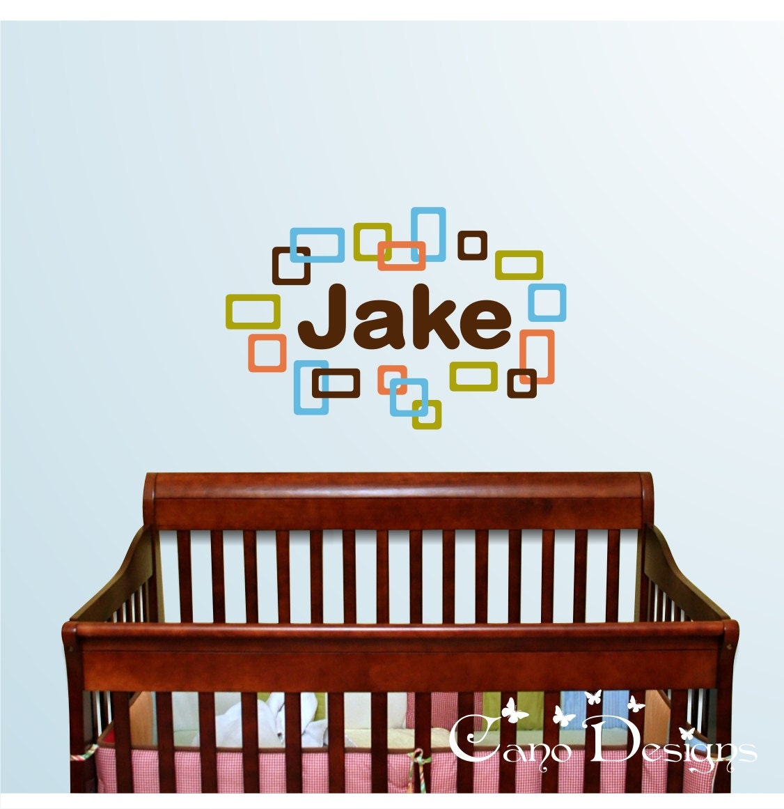 Personalized Name with Squares and Rectangles, Custom Vinyl wall decals stickers, nursery, kids & teens room, removable decals stickers