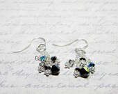 Black Swarovski Crystal Dangle Earrings, Black Diamond, Crystal Silver Night, Jet 2X AB, Sterling Silver - "Dark Matter" by Whimsy Beading