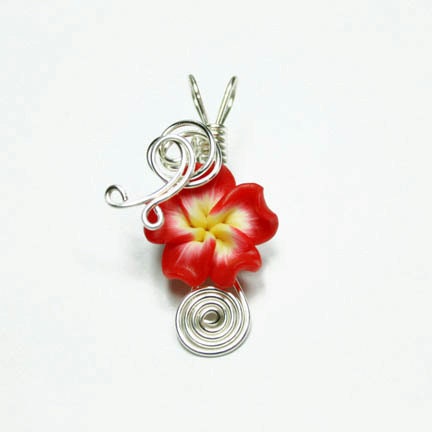 Made to Order - Design 07 - Aromatherapy Wire Wrapped  Polymer Clay Tropical Flower Bead PERFUME Pendant