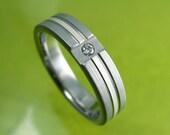Slim Titanium Diamond Argentium Wedding Ring