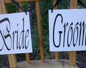 Bride & Groom Wedding Chair Decorations, Wooden Signs Great for Reception Head Table, Photo Props