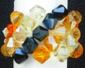 Gold and Black Swarovski Crystal Woven Ring