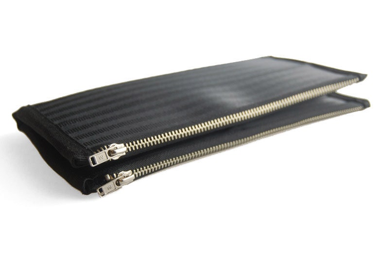 Women's Double-Zipper Seatbelt Wallet in Black, Womens Wallet, Womans Wallet