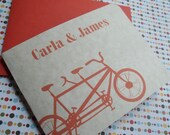 10 Personalized Tandem Bicycle Notecard set. Great for Bike lovers.