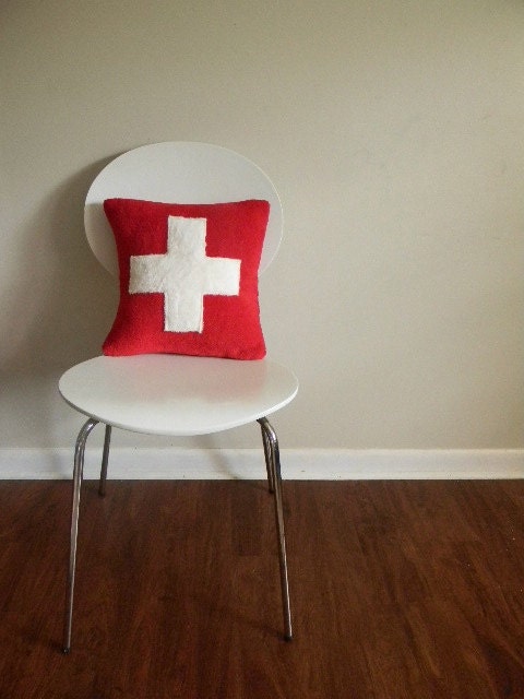 first aid pillow in red