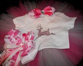 Pink Camo Deer Inspired Custom Crystal Shirt and Tutu Set-Perfect for Portraits-Free Camo Headband and Bow