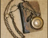 Vintage Brass Pocket Watch Pendant Necklace