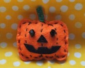 Halloween Spooky Face Pumpkin Felt Brooch with Swarovski Crystals