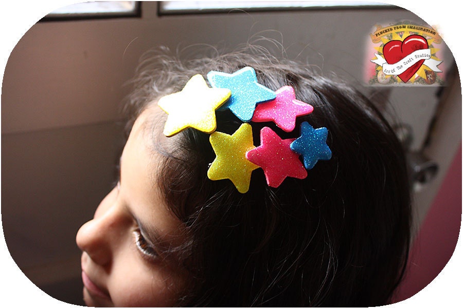 2 piece set of Glitter Resin Stars Hair clips