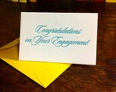 Letterpressed Engagement Gift Enclosure-- Yellow and Turquoise