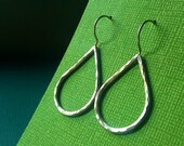 Recycled Sterling Silver Hammered Teardrop Earrings